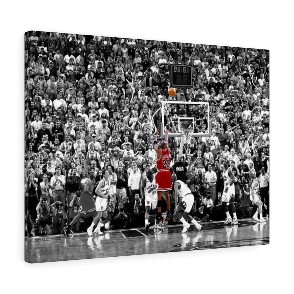 Michael Jordan Shooting Over Another Player Art Print by Retro