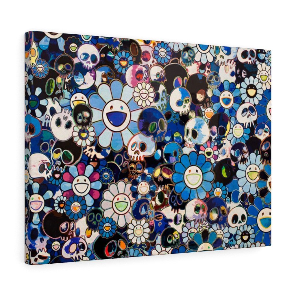 Takashi Murakami Flowers and Skulls Jacquard Denim Pants Dark Blue