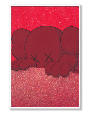 KAWS Red Sparkle Wall Art - Hyped Art