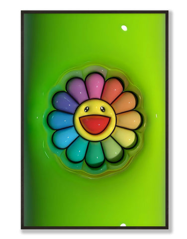 Murakami x Flowers (3D Effect) Wall Art - Hyped Art