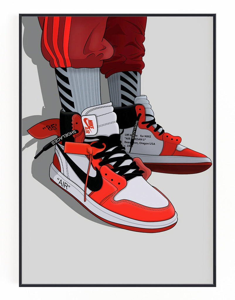 Off-White Jordan 1 Retro Red Wall Art – Hyped Art