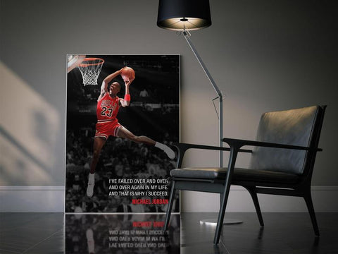Michael Jordan Dunk Contest Neon Effect Canvas Print Poster